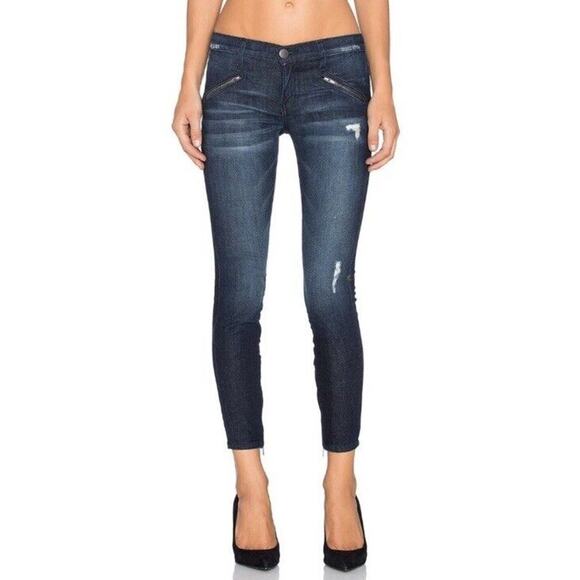 Current/Elliott Jeans The SilverLake Ankle Zip Low Rise Dark Wash Sexy 25 - Picture 1 of 13
